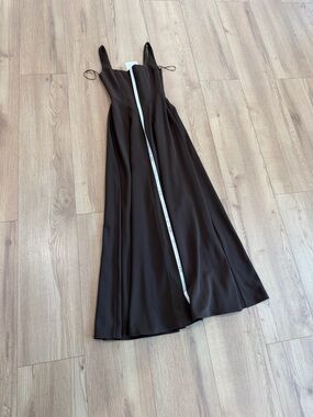 Sleek Brown Maxi Dress with Thin Straps